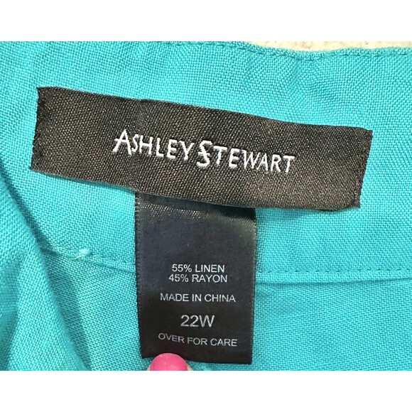 Ashley Stewart Linen Blend Boho Pants Pockets WideLeg  Sea Green Womens 22W - Picture 6 of 11